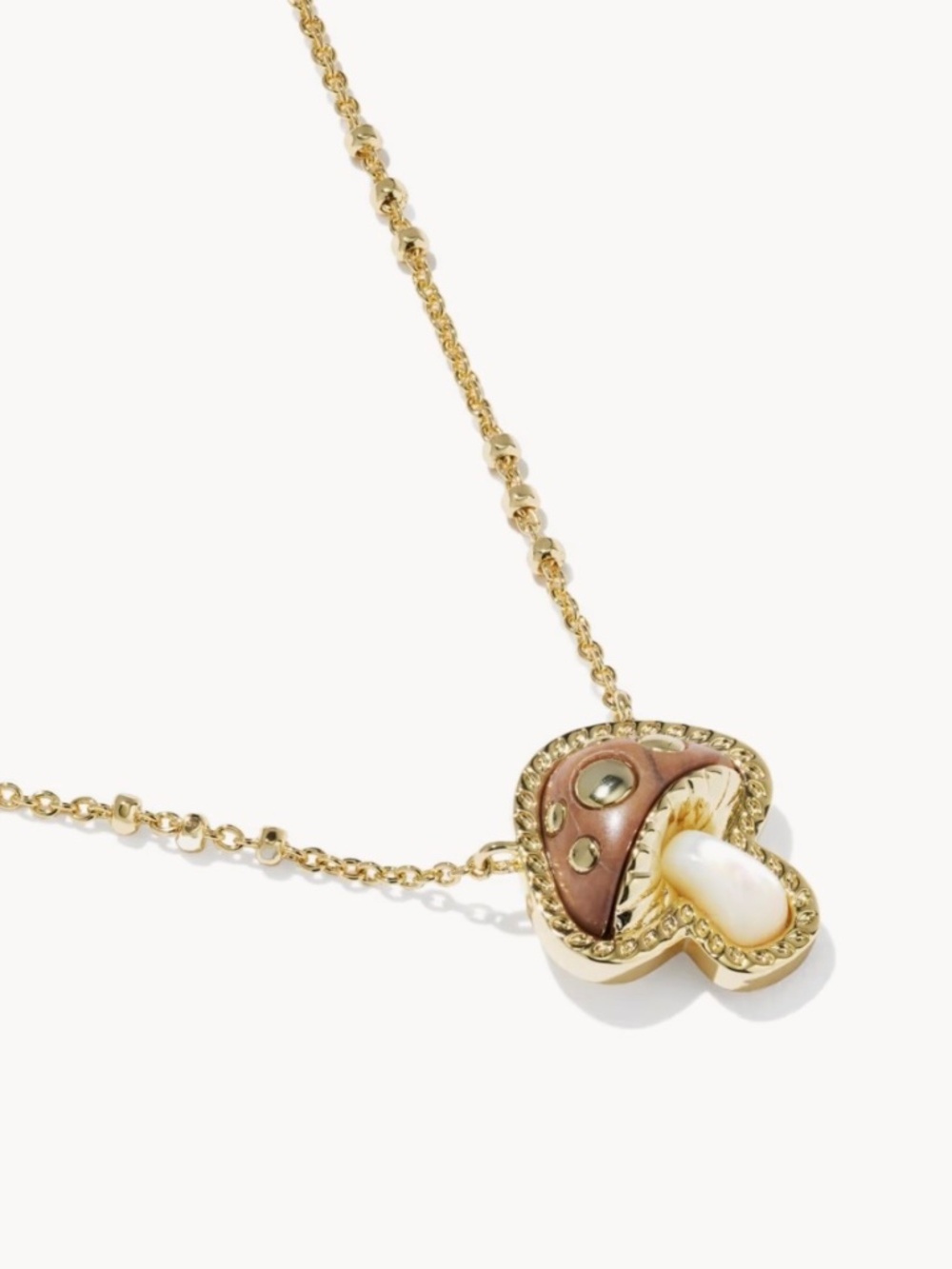 Kendra Scott Mushroom Gold Short Pendant Necklace in Brown Mix - Picture 3 of 8